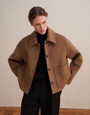 yün karışımlı cepli kaban camel 5
