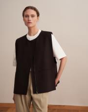 fermuarlı yün yelek kahverengi 3