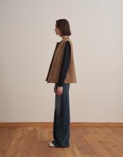 fermuarlı yün yelek deve tüyü 2