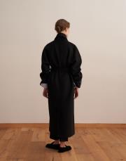 şal yaka yün palto siyah 4