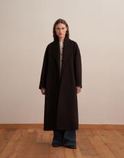 şal yaka yün palto kahverengi 2