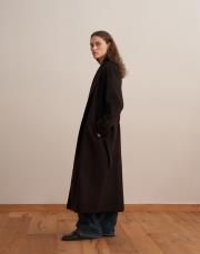 şal yaka yün palto kahverengi 3