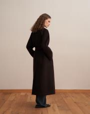 şal yaka yün palto kahverengi 4