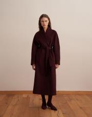 şal yaka yün palto burgonya 2