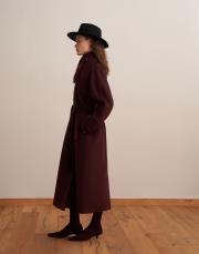 şal yaka yün palto burgonya 3