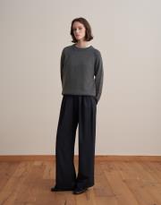 düğme detaylı pileli pantolon lacivert