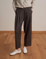 pileli yün pantolon kahverengi 4