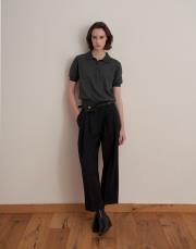 pileli yün pantolon siyah