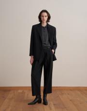 pileli yün pantolon siyah 2