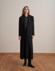 çift düğmeli yün blazer siyah