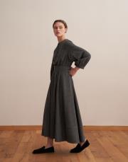 kemer detaylı ekose elbise antrasit 2