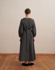 kemer detaylı ekose elbise antrasit 3