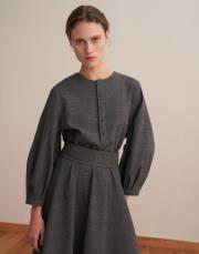 kemer detaylı ekose elbise antrasit 4