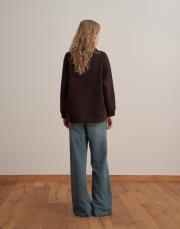 nakış detaylı polo yaka sweatshirt kahverengi 3