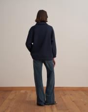 nakış detaylı polo yaka sweatshirt lacivert 4