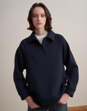 nakış detaylı polo yaka sweatshirt lacivert 5