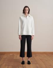 nakış detaylı polo yaka sweatshirt ekru 2