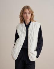 v yaka kapitone yelek ekru 4