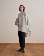 yün karışımlı ceket panço gri 5