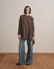 yün karışımlı ceket panço sütlü kahve 2