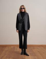 yüksek bel crop pantolon siyah