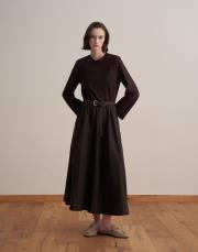 etek ucu detaylı elbise kahverengi