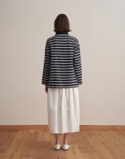 %100 pamuk çizgili sweatshirt lacivert 3