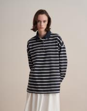 %100 pamuk çizgili sweatshirt lacivert 4