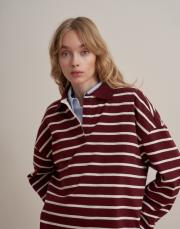 %100 pamuk çizgili sweatshirt bordo 5