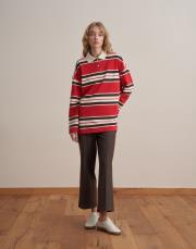 %100 pamuk polo yaka sweatshirt kırmızı