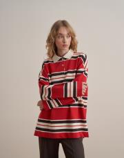 %100 pamuk polo yaka sweatshirt kırmızı 4