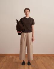 v yaka kısa kollu triko kazak kahverengi 2