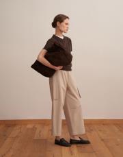 v yaka kısa kollu triko kazak kahverengi 3