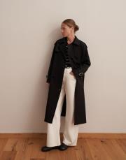 klasik koton trençkot siyah 3