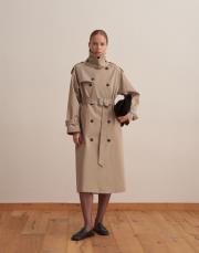klasik koton trençkot bej