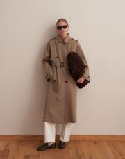 vatkalı koton trençkot açık haki