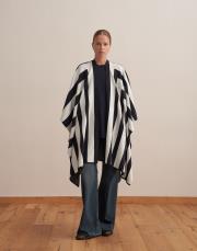 çizgili triko panço lacivert