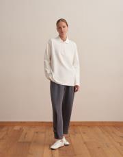 polo yaka sweatshirt ekru